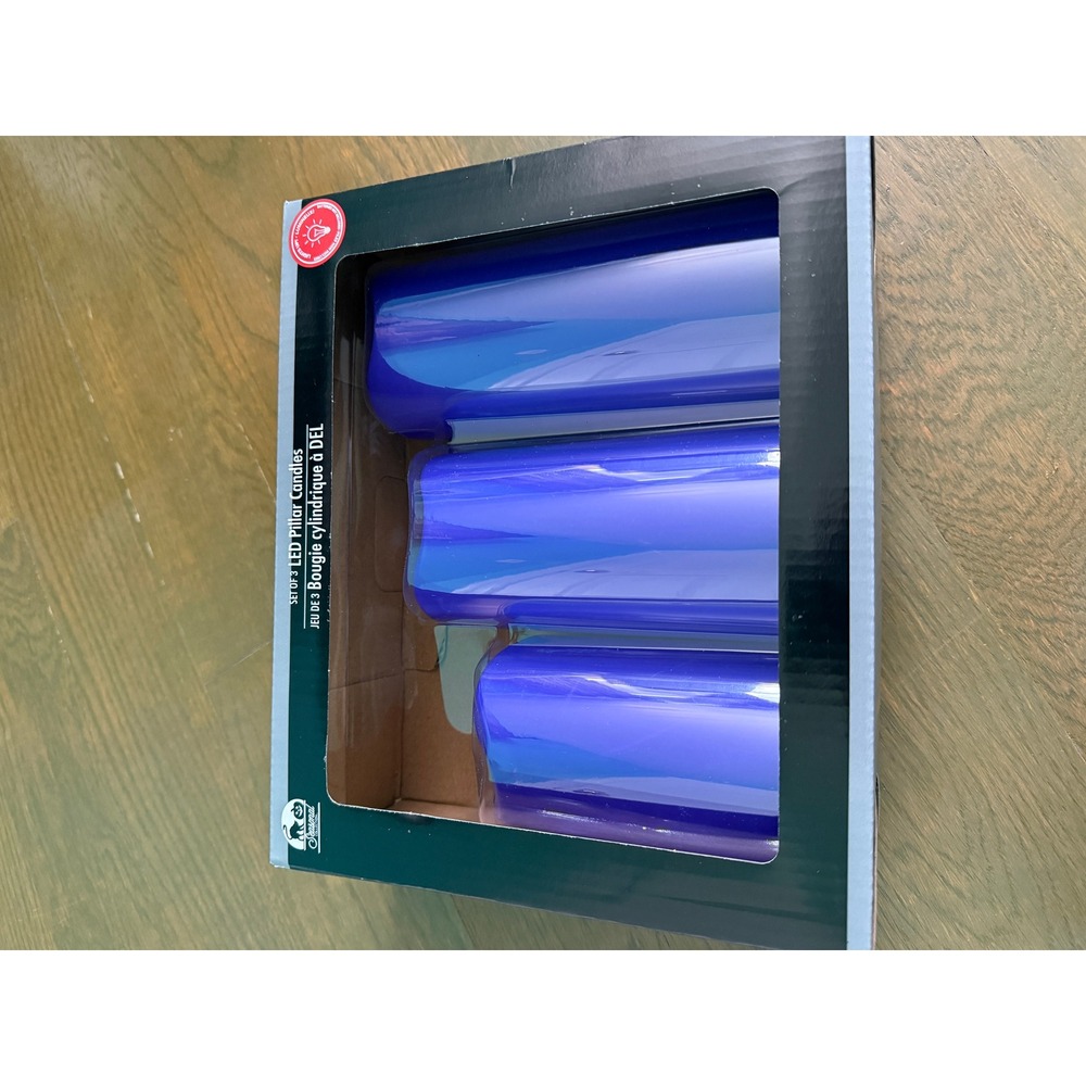 Seasonal Collection Purple LED Pillar Candles Set of 3 Flameless Halloween Decor